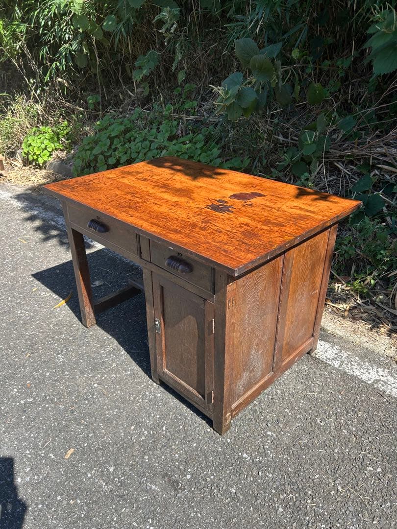 レトロ　アンティーク　木製引き出し付きテーブル