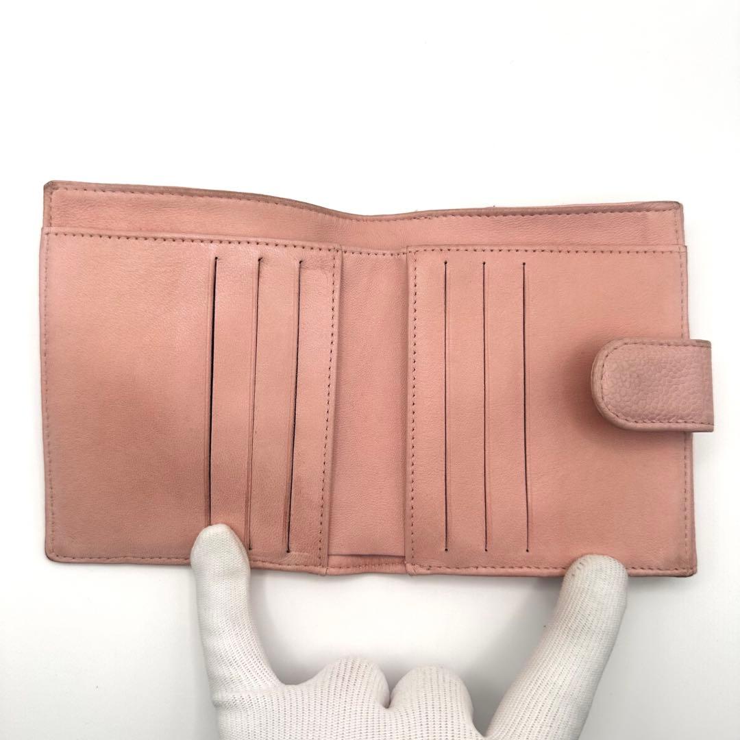 【人気モデル】CHANEL シャネル キャビアスキン 二つ折り財布 ココマーク