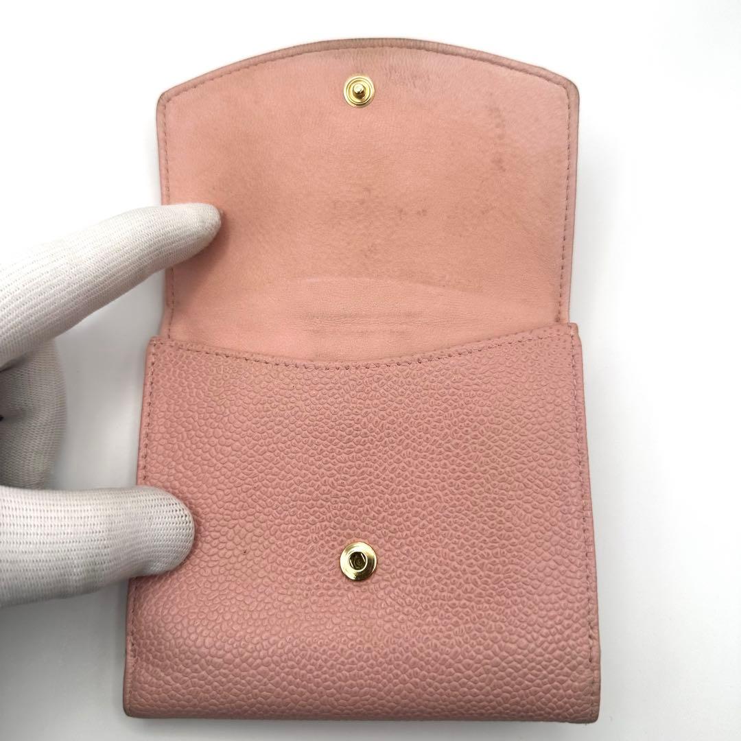 【人気モデル】CHANEL シャネル キャビアスキン 二つ折り財布 ココマーク