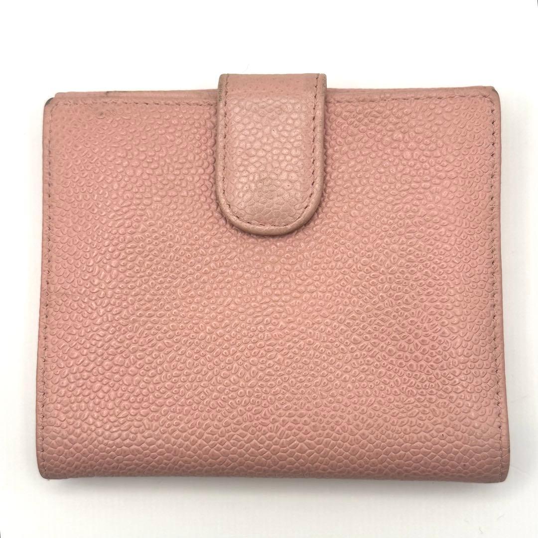 【人気モデル】CHANEL シャネル キャビアスキン 二つ折り財布 ココマーク