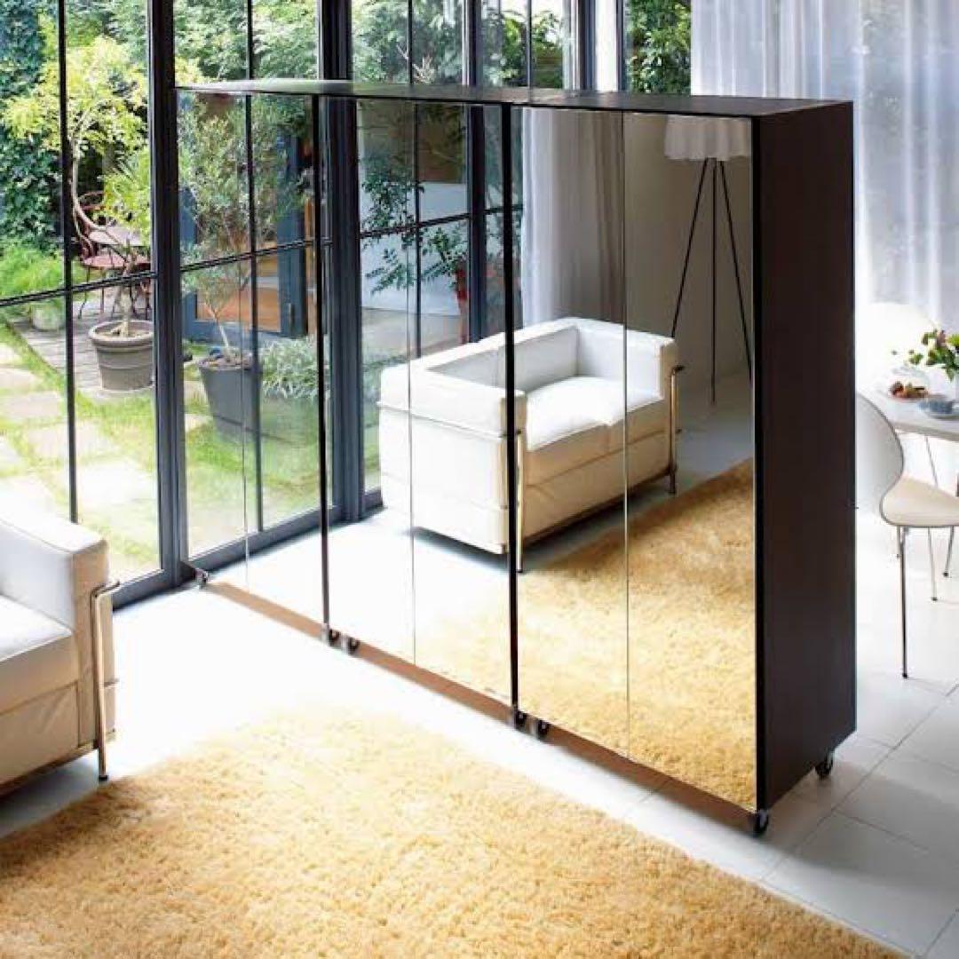 dinos移動式間仕切りミラークローゼット白