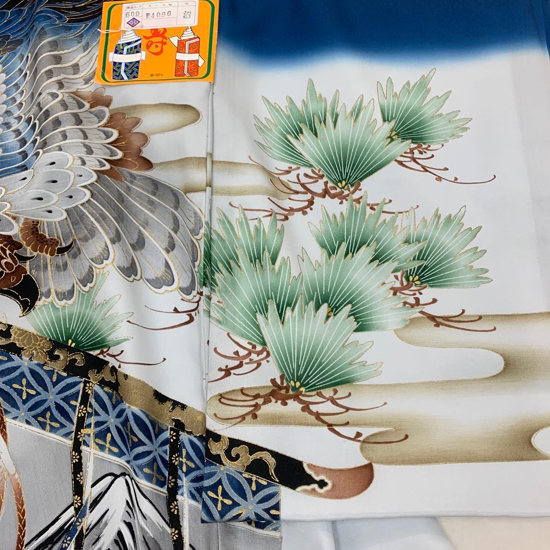 J紋入れ込み最高級新品正絹産着京友禅染分手描き美術、特撰大鷹祝い松古典文