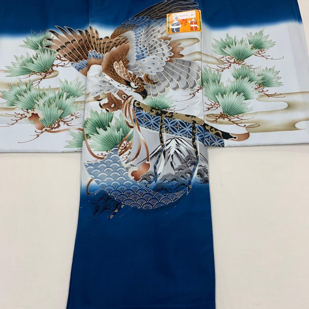 J紋入れ込み最高級新品正絹産着京友禅染分手描き美術、特撰大鷹祝い松古典文