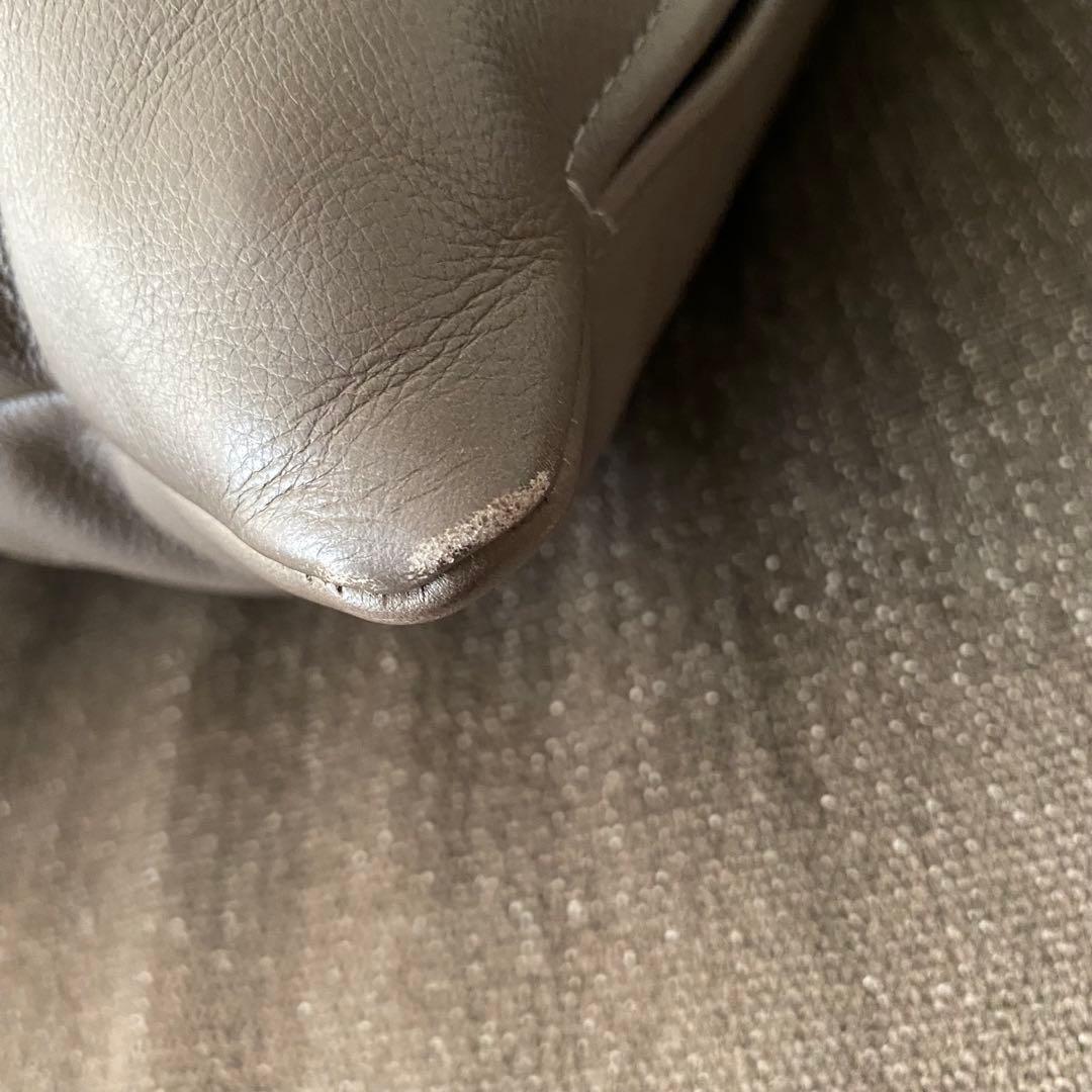 【カッシーナ・イクスシー】レザークッションFZ革（ロゴあり）　グレー