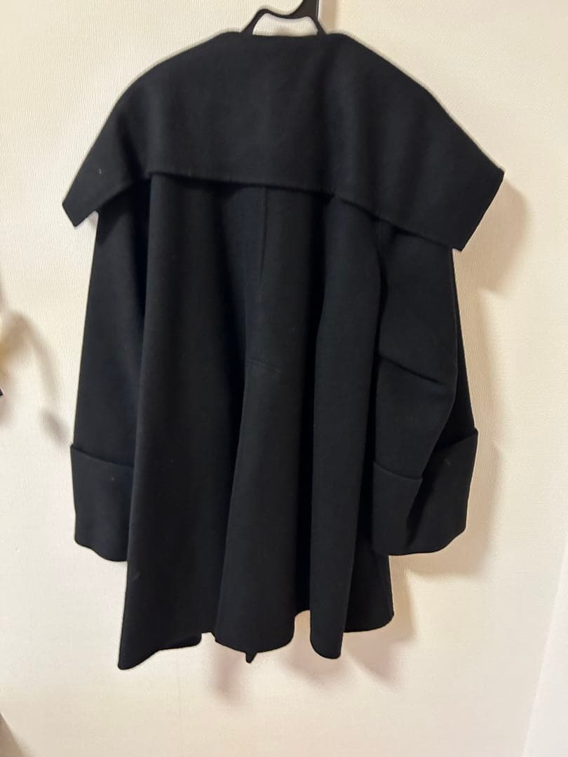 ENFOLD エンフォルド　メルトンリバーケープ Aラインコート ブラック36