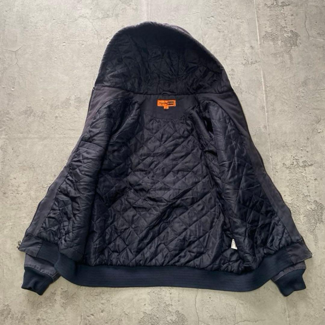 USA古着 アクティブジャケット フーディ 厚手 刺繍ロゴ ネイビー XLサイズ