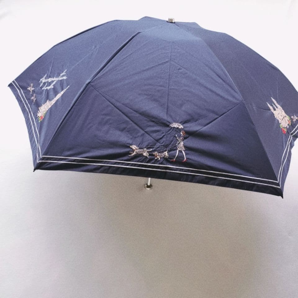 新品 アクアスキュータム 折りたたみ日傘 ロンドンガール 刺繍　サマーシールド