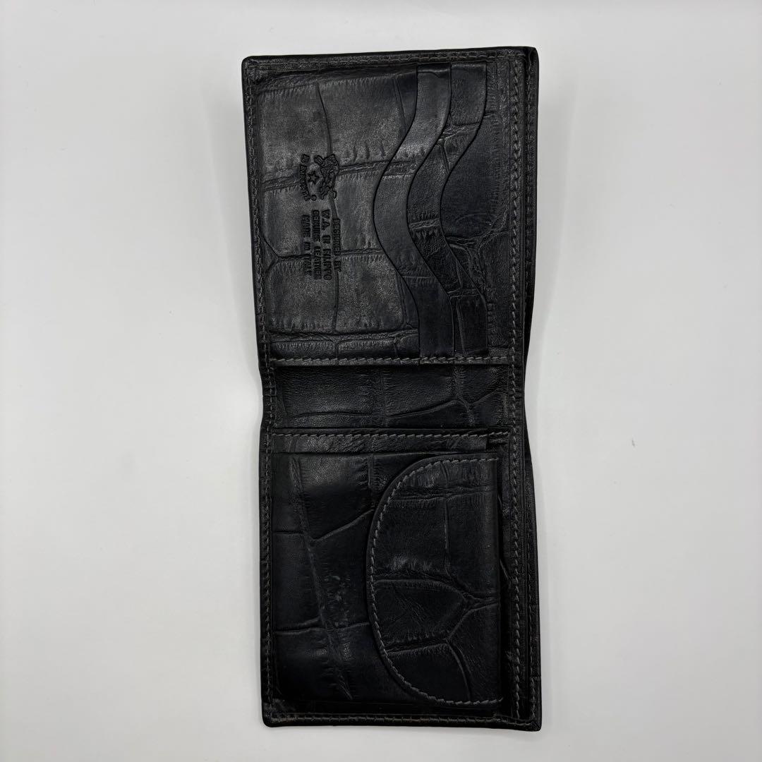 ILBISONTE 二つ折り財布　クロコ　ブラック　レザー　イルビゾンテ　ロゴ