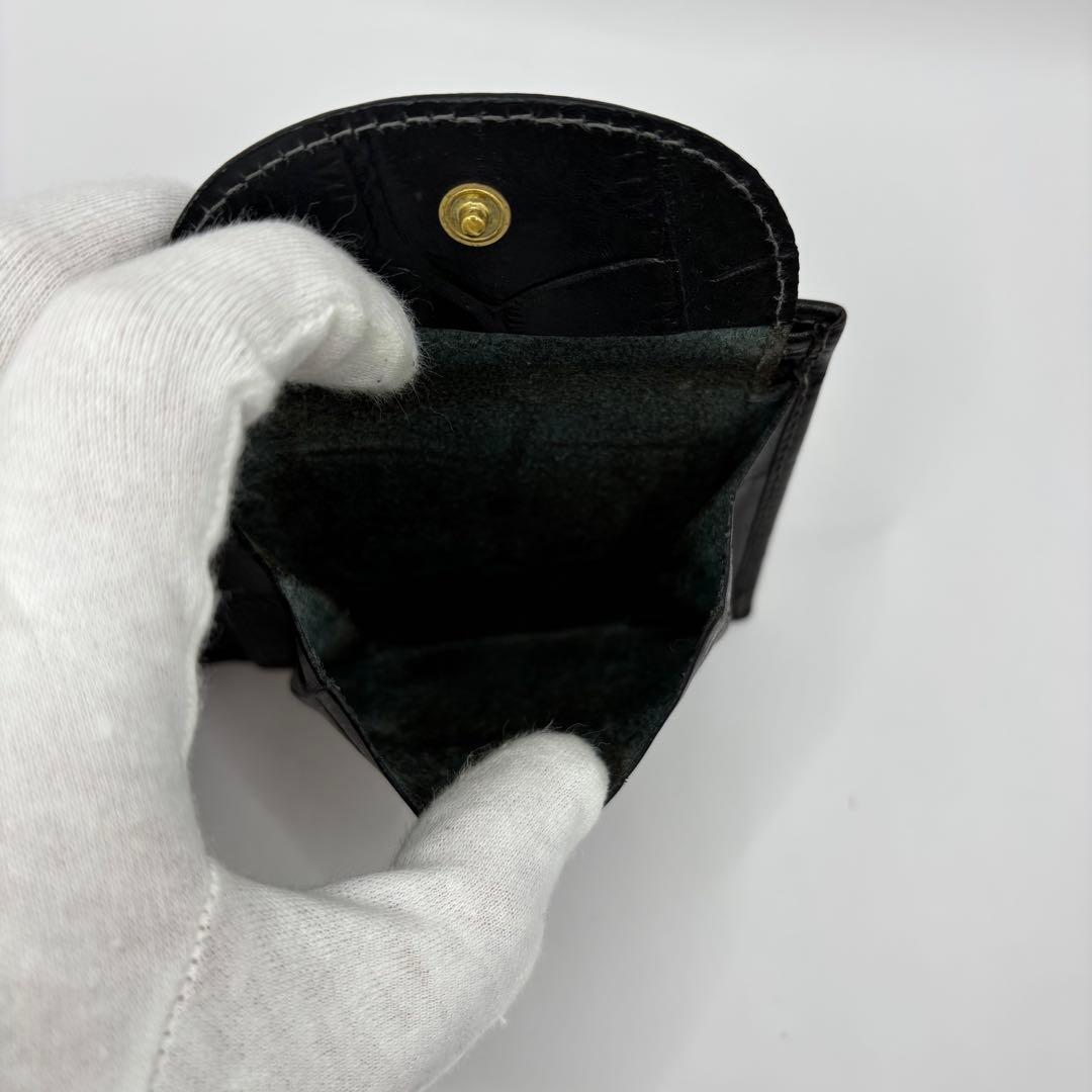 ILBISONTE 二つ折り財布　クロコ　ブラック　レザー　イルビゾンテ　ロゴ