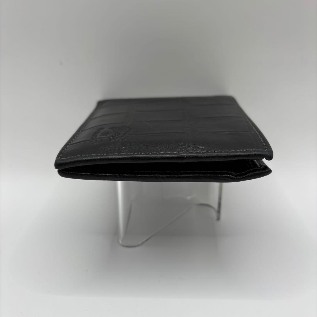 ILBISONTE 二つ折り財布　クロコ　ブラック　レザー　イルビゾンテ　ロゴ