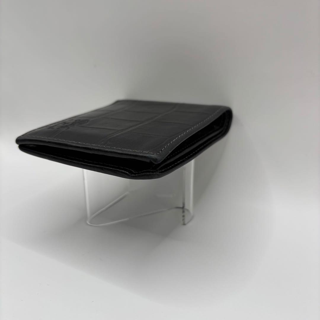 ILBISONTE 二つ折り財布　クロコ　ブラック　レザー　イルビゾンテ　ロゴ