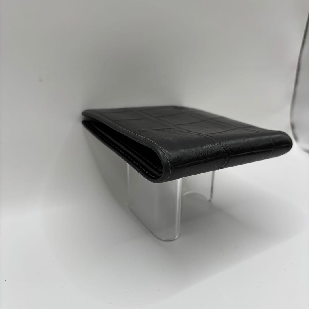 ILBISONTE 二つ折り財布　クロコ　ブラック　レザー　イルビゾンテ　ロゴ