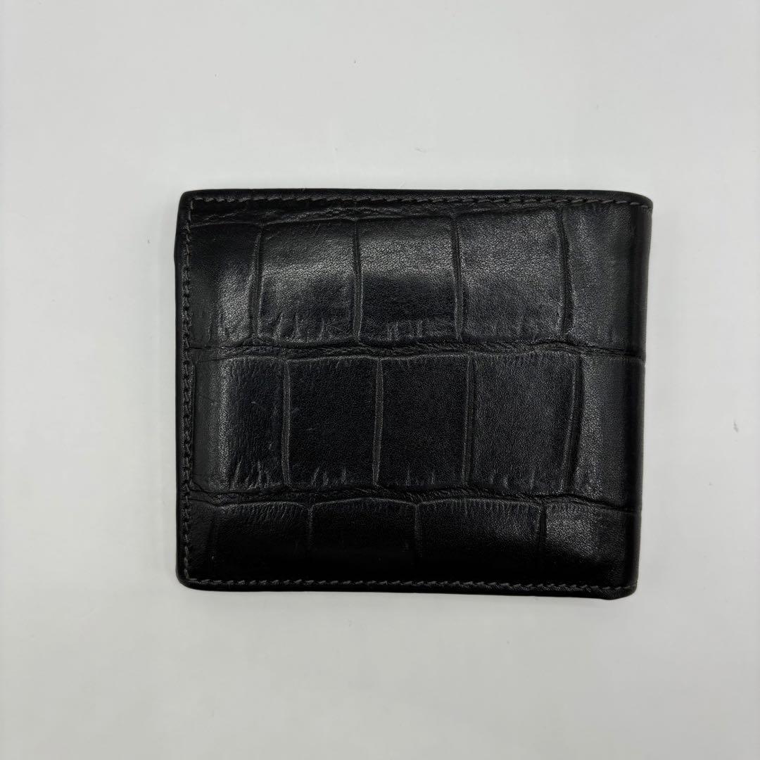 ILBISONTE 二つ折り財布　クロコ　ブラック　レザー　イルビゾンテ　ロゴ