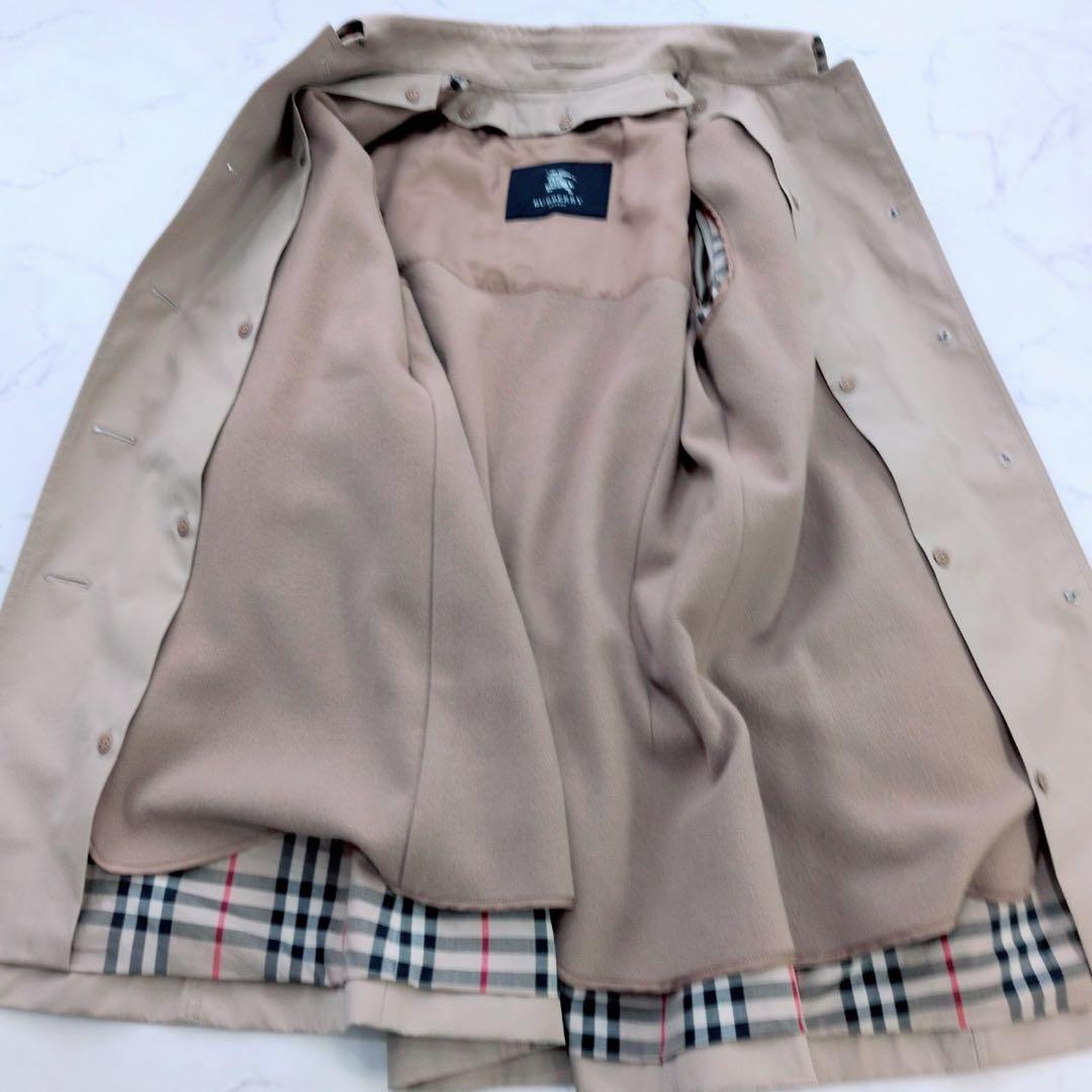 バーバリーロンドン/ステンカラーコート/ノバチェック裏地/ウール100