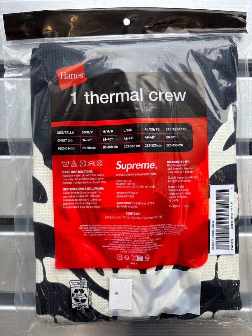 【完全未開封】supreme Hanes Bones Thermal Crew