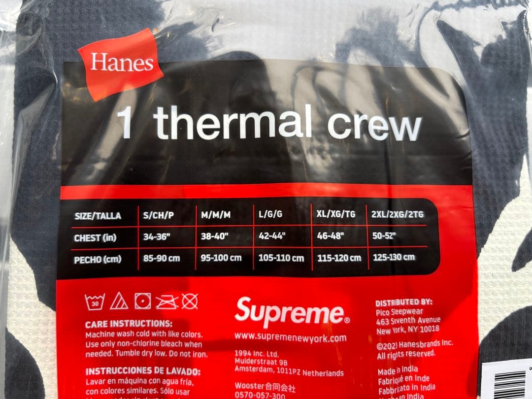 【完全未開封】supreme Hanes Bones Thermal Crew