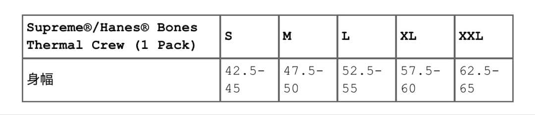 【完全未開封】supreme Hanes Bones Thermal Crew