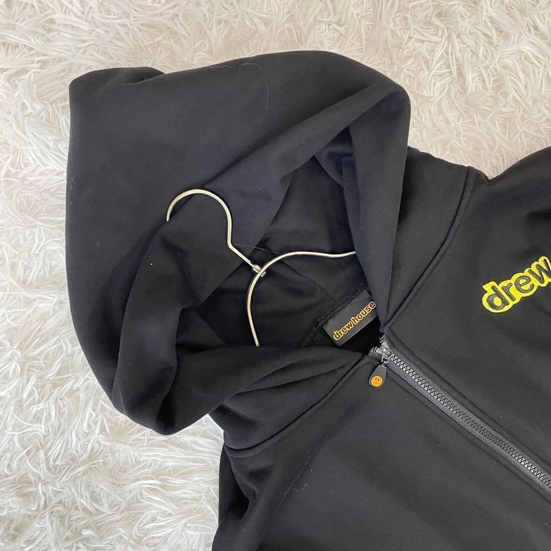 美品drew house フーディー パーカー Lニコちゃんロゴバックプリント黒