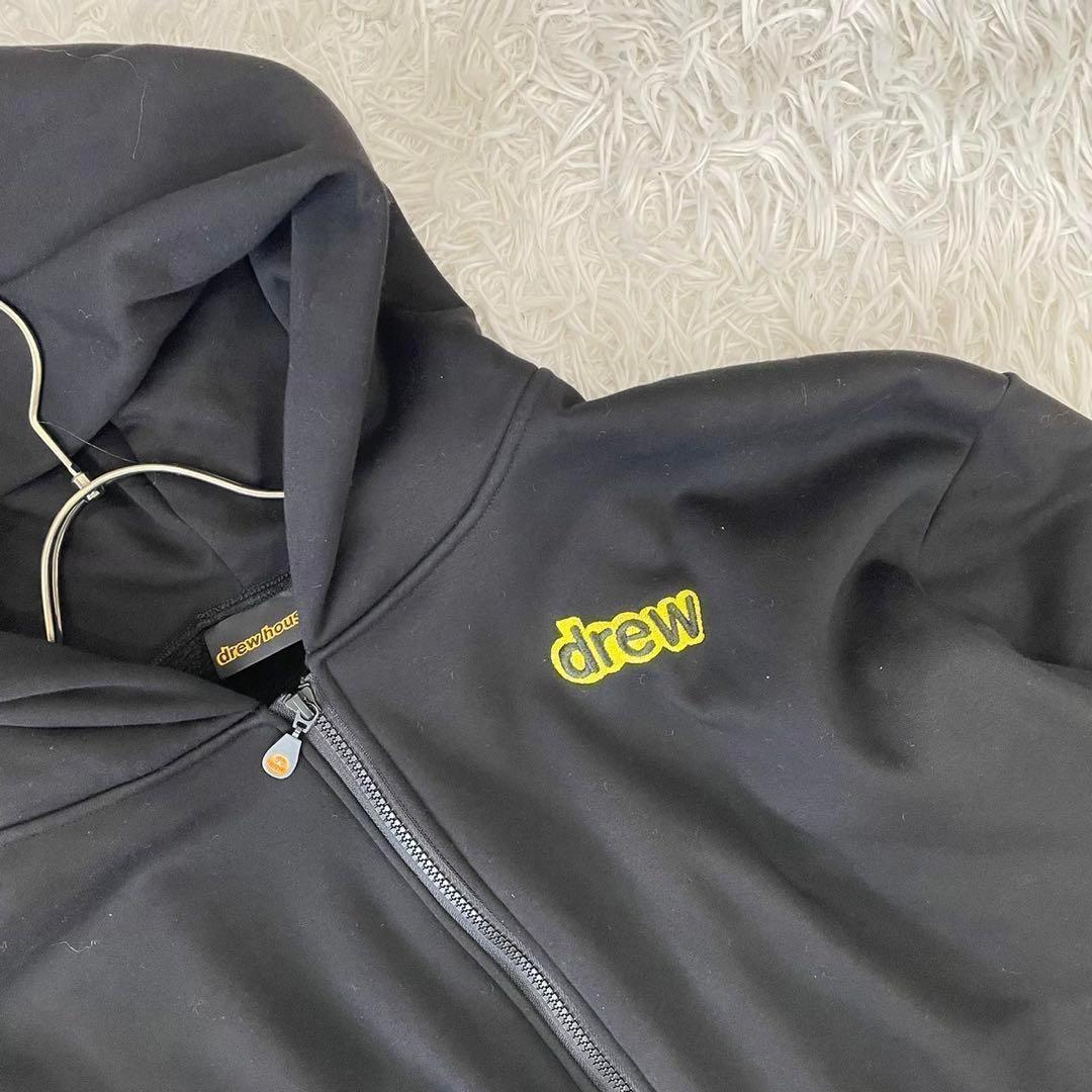 美品drew house フーディー パーカー Lニコちゃんロゴバックプリント黒