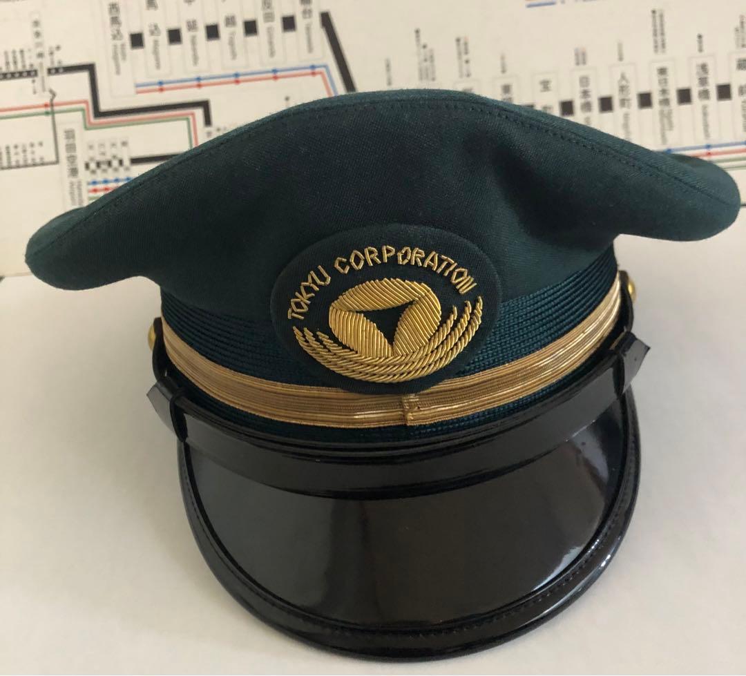 管理番号1176 東急 制帽 （緑色、金色横太線1本）