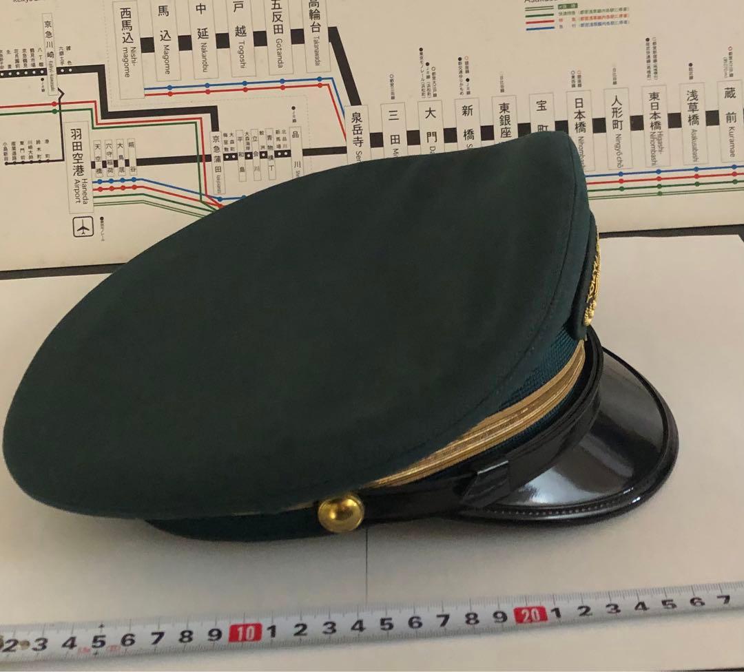 管理番号1176 東急 制帽 （緑色、金色横太線1本）