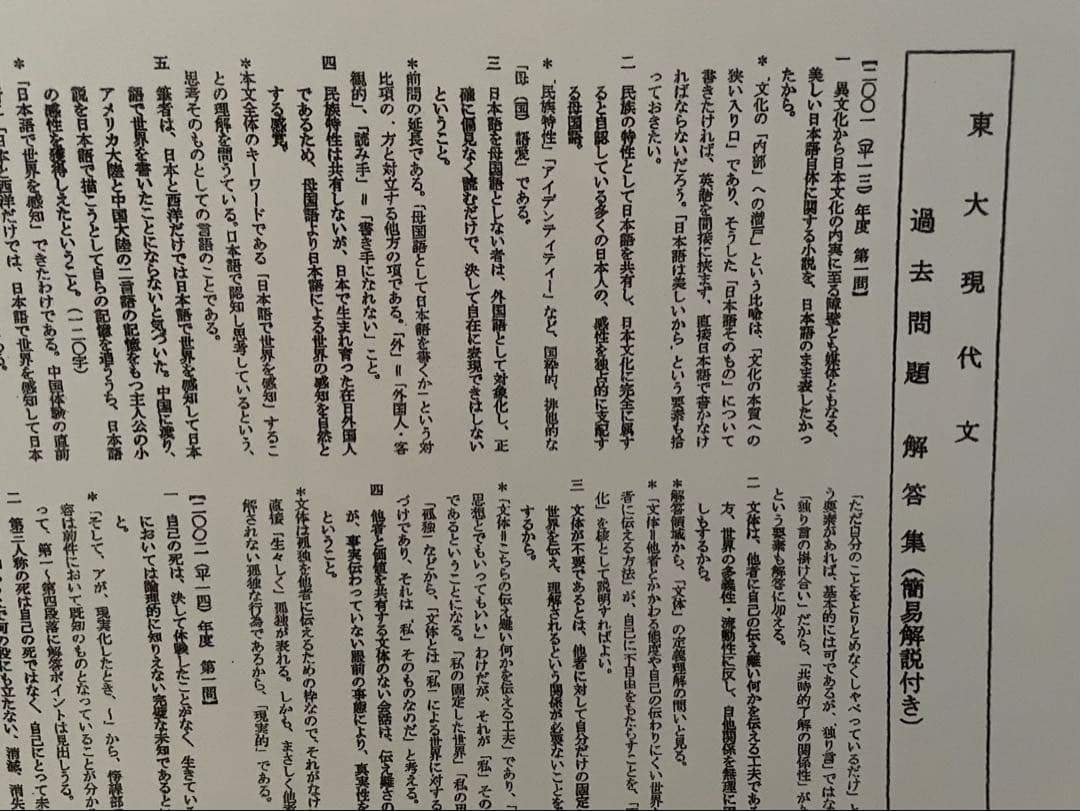駿台 東大現代文 現代文特講 2024/林修・中野芳樹 解答集 東大特進