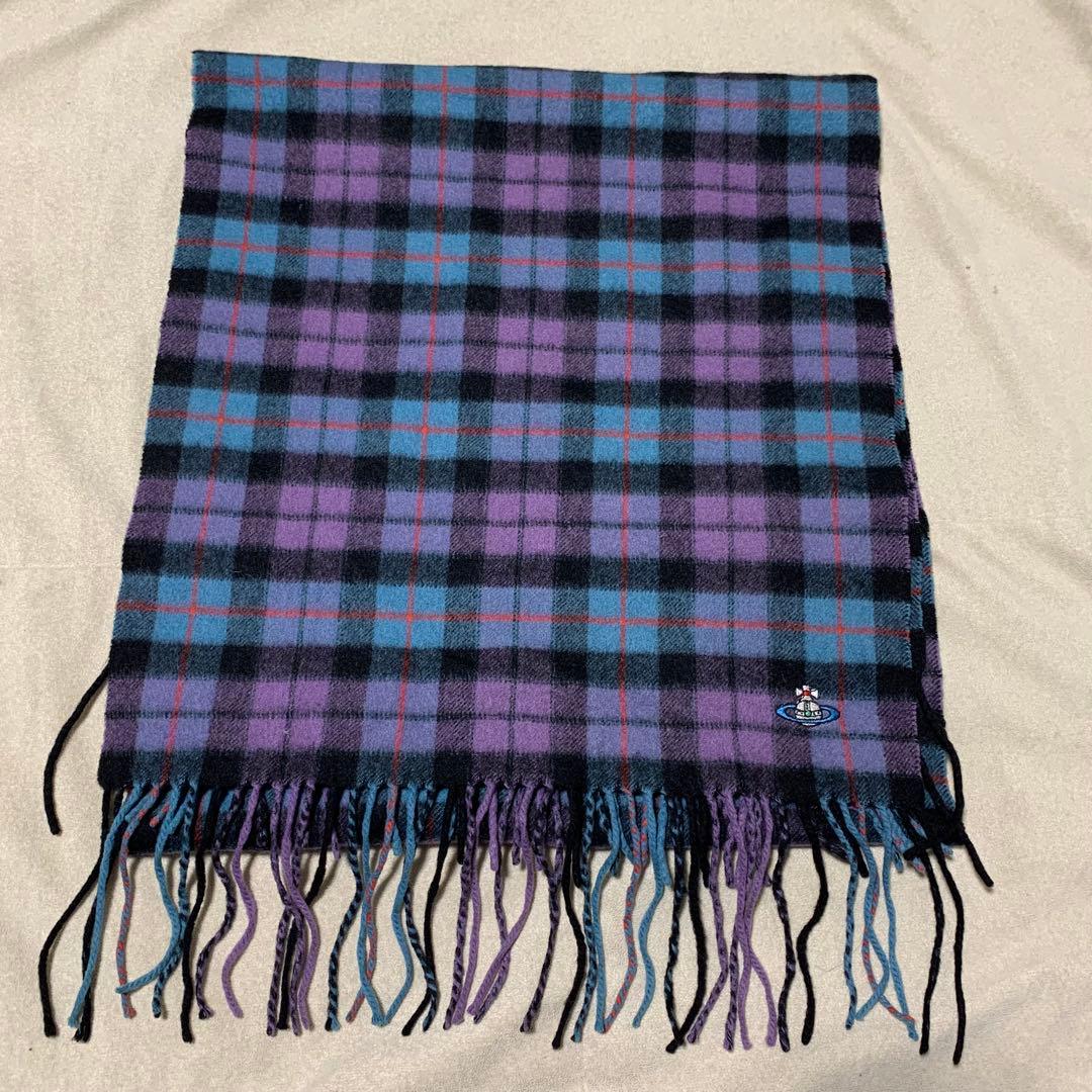 美品 Vivienne Westwood チェック マフラー カシミヤ