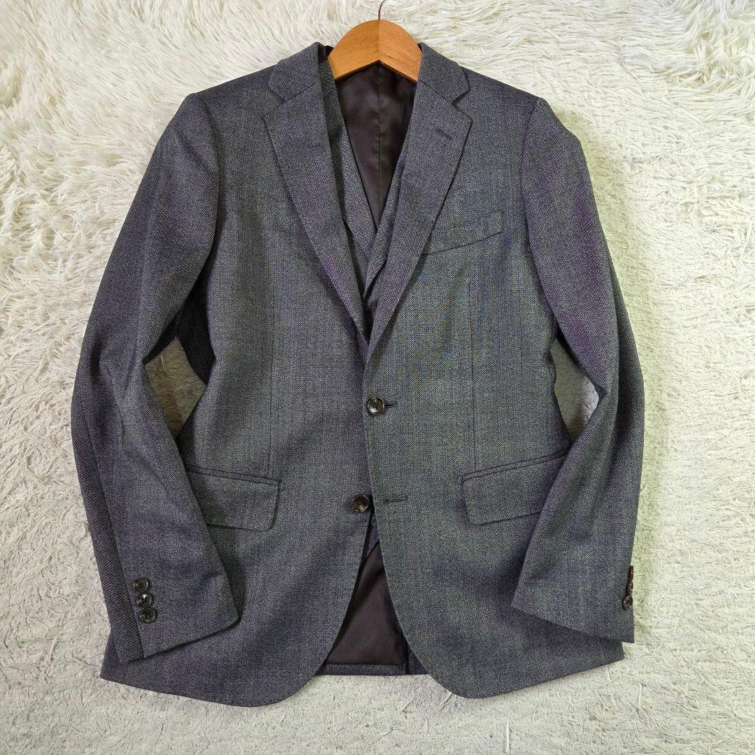 美品 エムエフエディトリアル 3ピース スーツ シャイニーウール サイズS