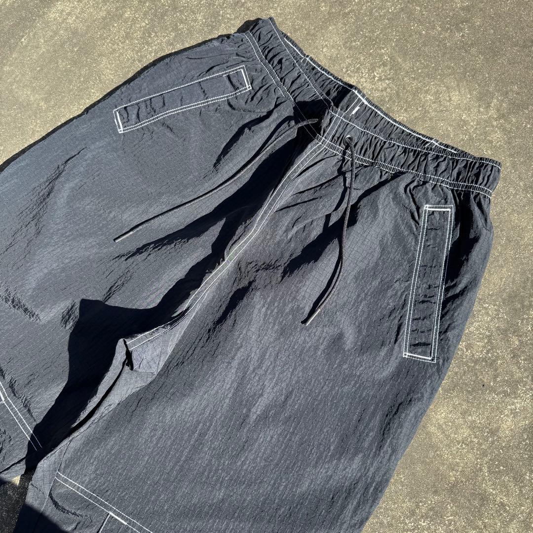 NIKE ナイキ スウッシュ ナイロンパンツ 黒 M ステッチ トラックパンツ