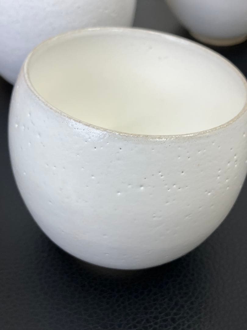 希少　未使用　人間国宝 清水卯一 白釉　湯呑み　共箱付き　汲出碗