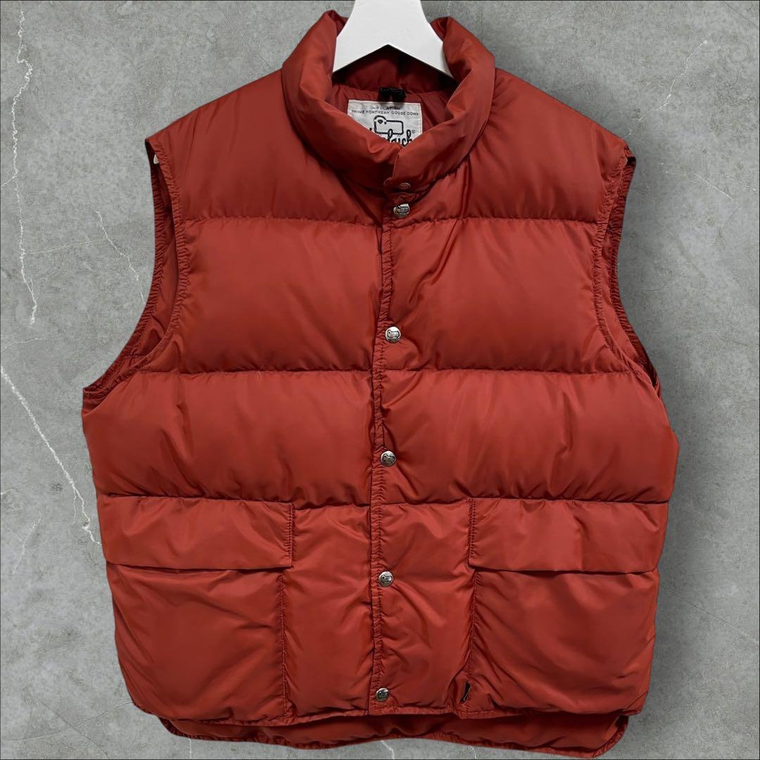 80s USA製 ウールリッチ ダウンベスト サイズ感◯ レンガ色 短丈