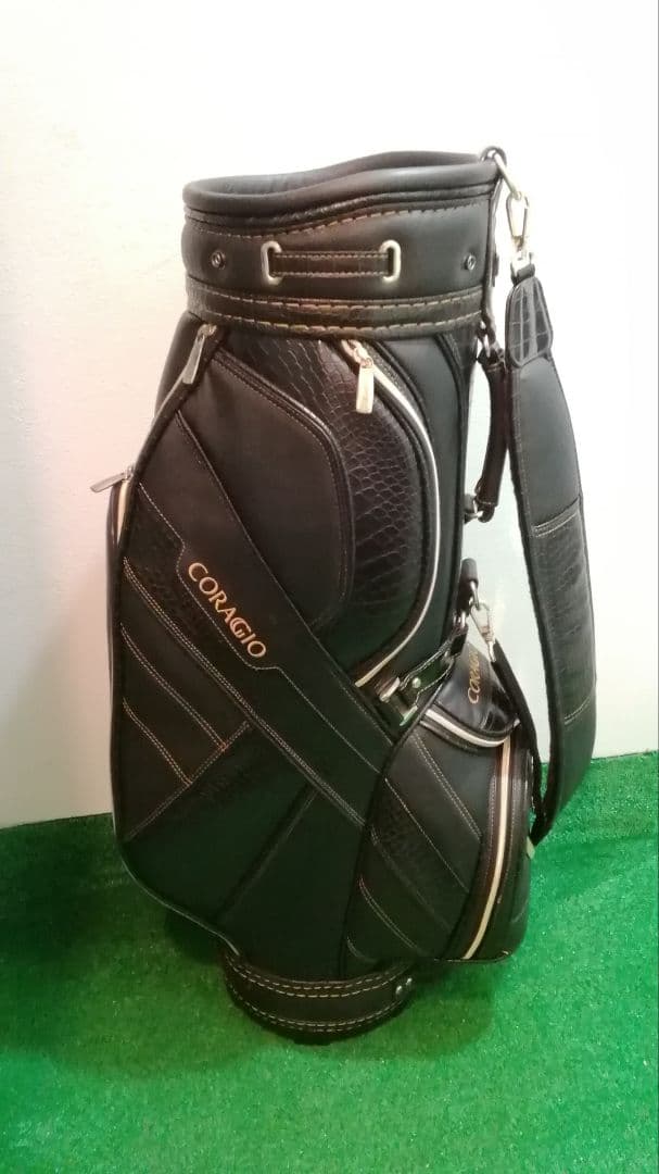 CORAGIO コラッジオ　ワニ柄 キャディバッグ　ブラック　型押し
