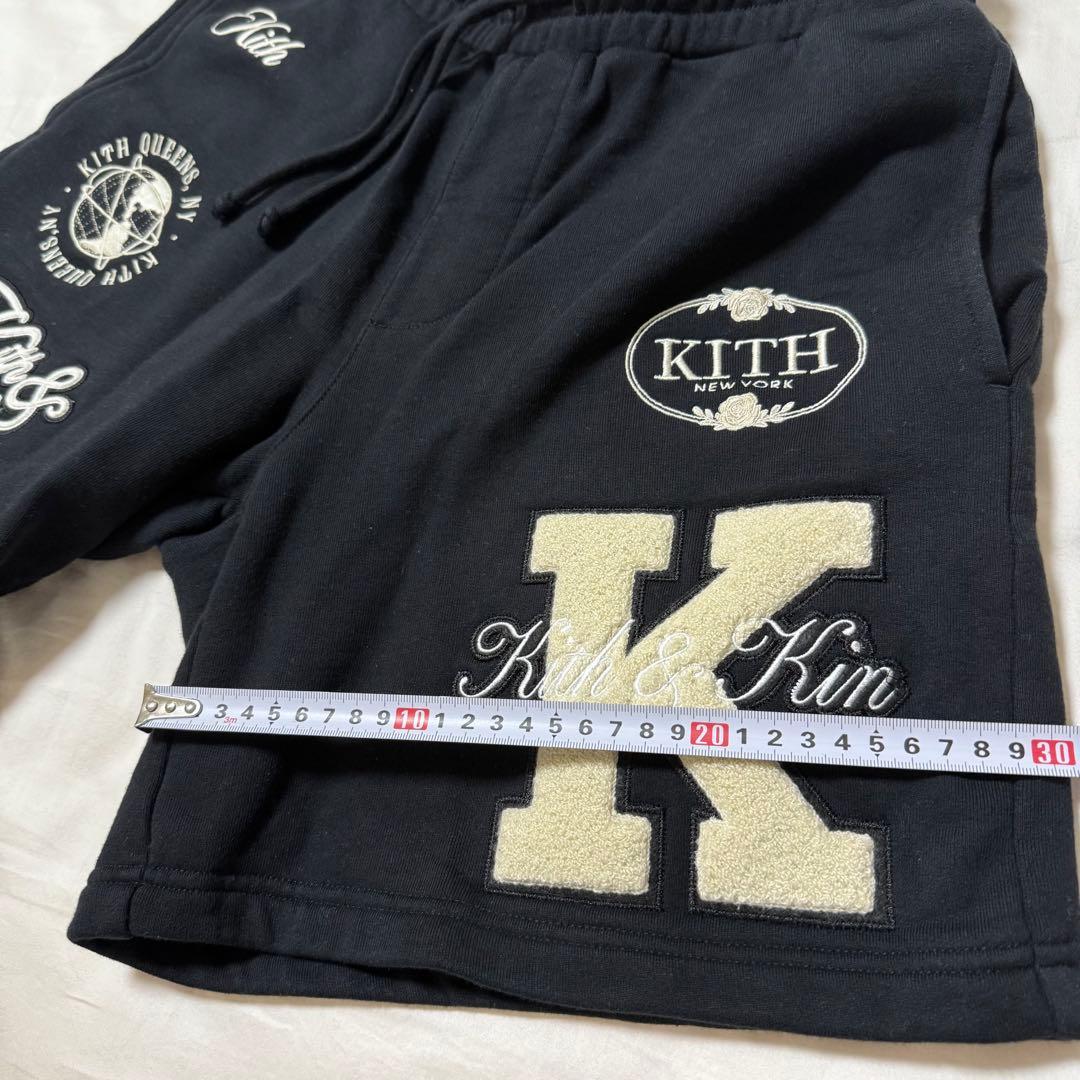 【美品】KITH キス スウェットショーツ ハーフパンツ ブラック 刺繍ロゴ S