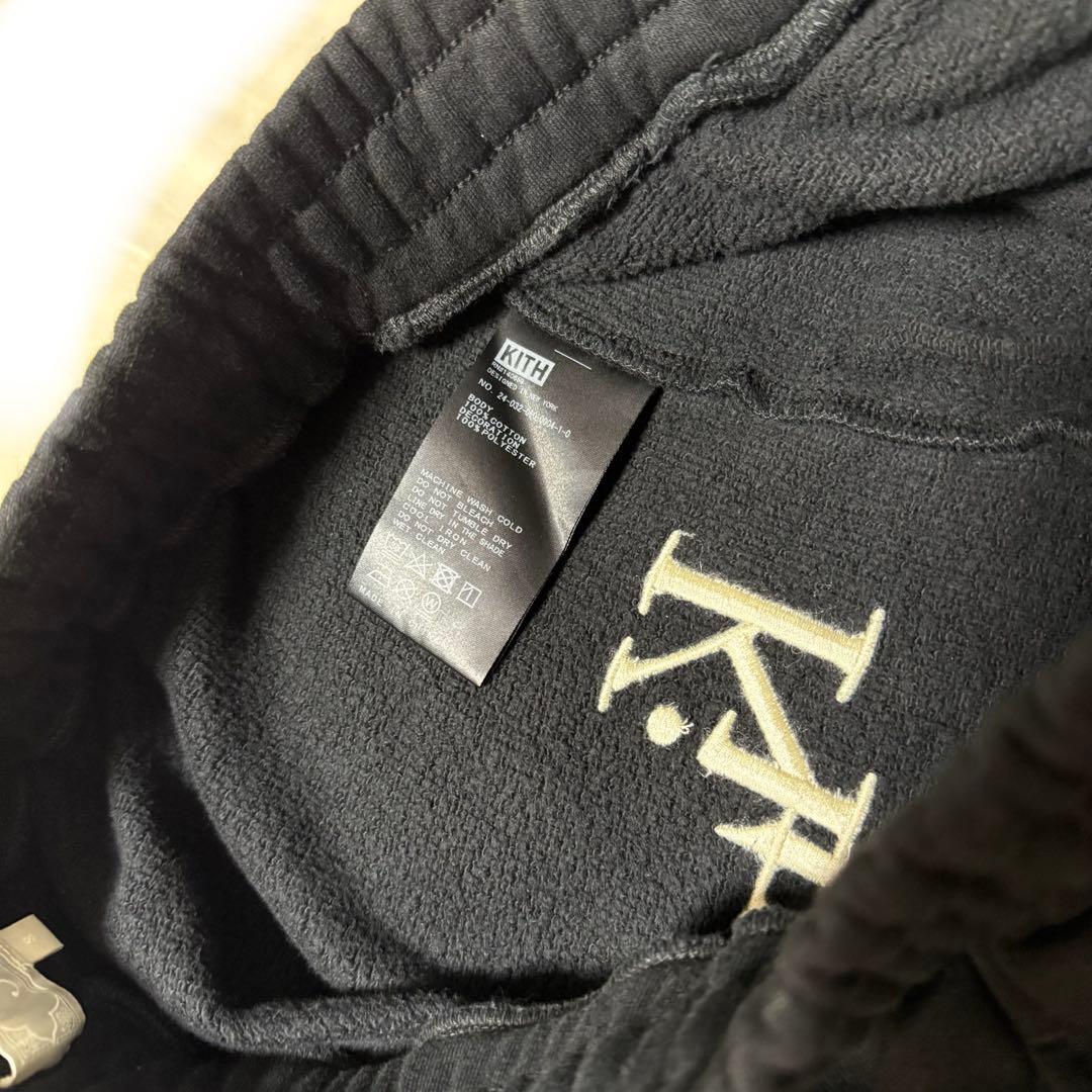 【美品】KITH キス スウェットショーツ ハーフパンツ ブラック 刺繍ロゴ S