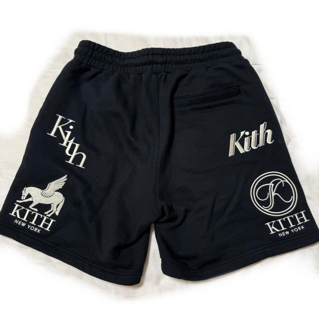 【美品】KITH キス スウェットショーツ ハーフパンツ ブラック 刺繍ロゴ S