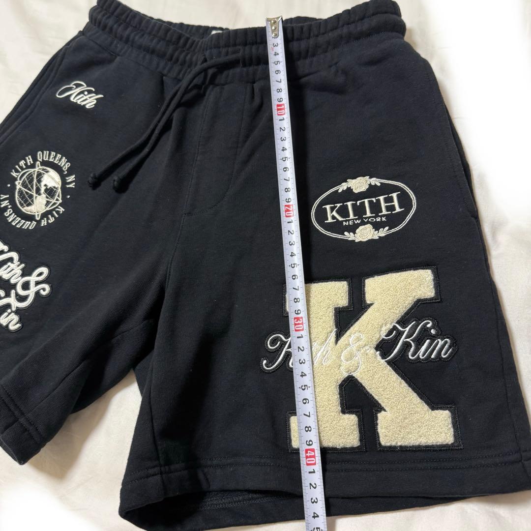 【美品】KITH キス スウェットショーツ ハーフパンツ ブラック 刺繍ロゴ S