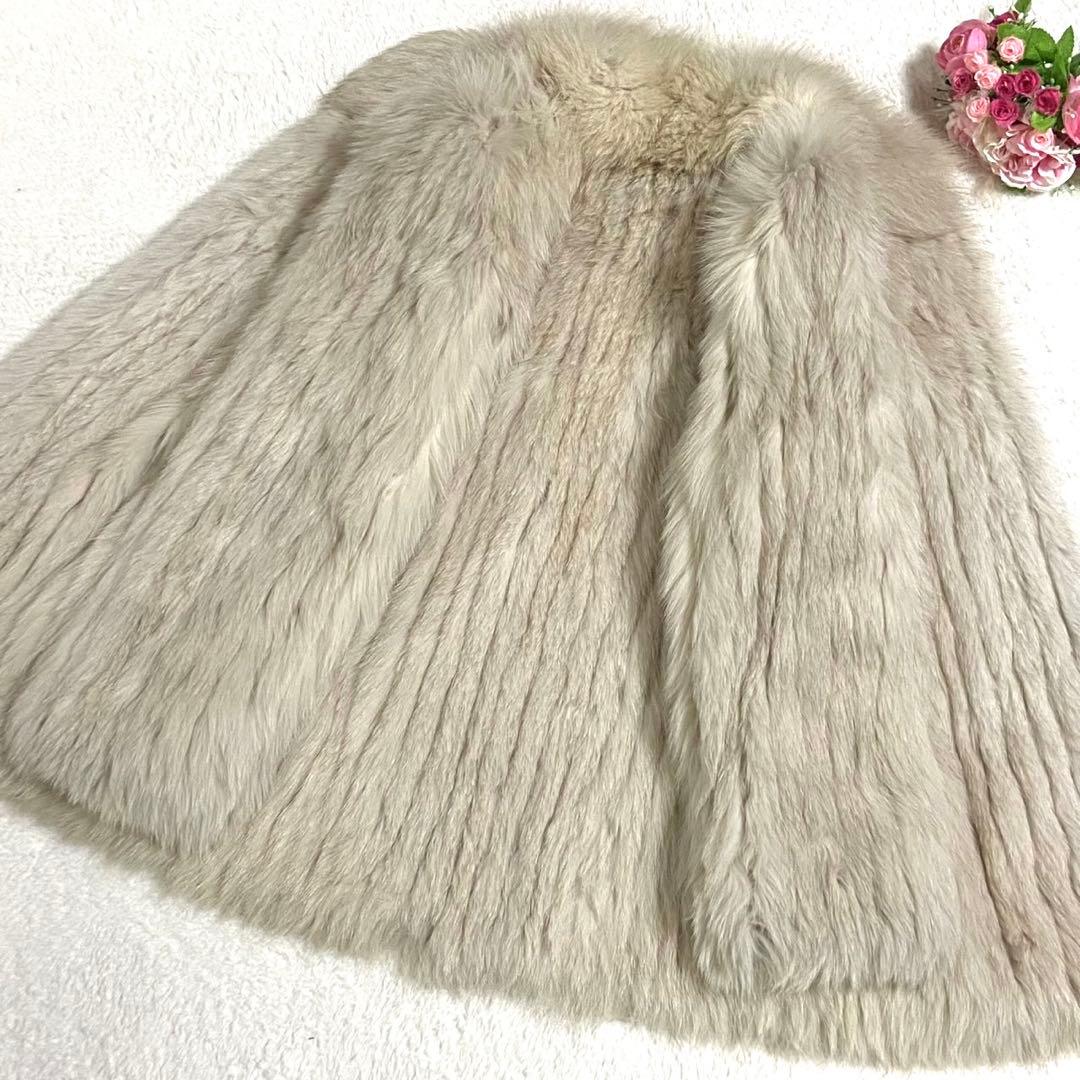 【美品】 フォックスファー 本毛皮 コート サイズ9号 ボリューム◎