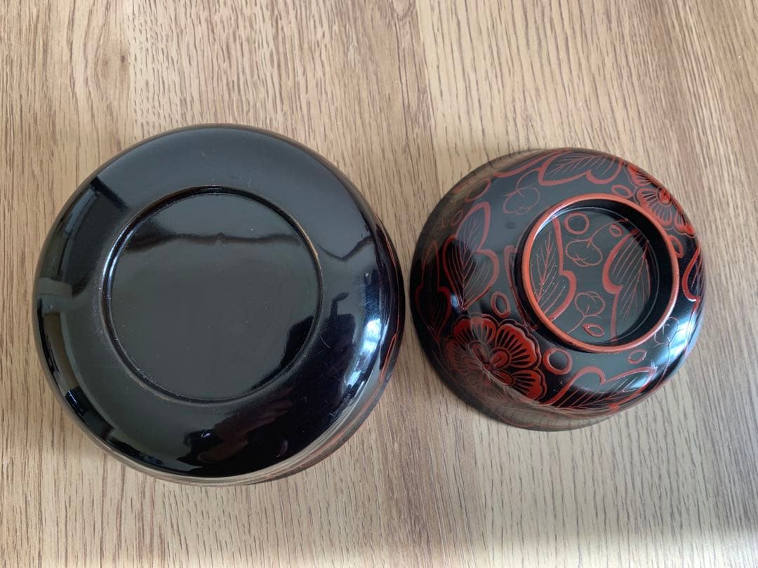 吉野塗　時代物　木芙蓉文のお椀3客　検懐石道具吉野塗　飯碗　吸物椀　珍品　蓋皿