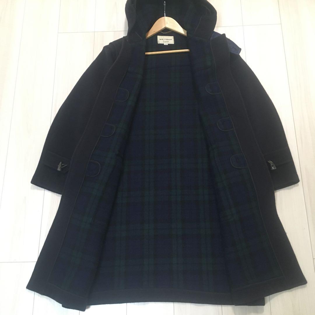 希少　ロング丈L L NEWYORKERフード付き ダッフルコートューヨーカー