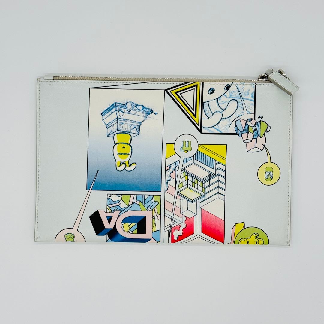 【レア】プラダ マルチカラー レザー 三角プレート クラッチバッグ