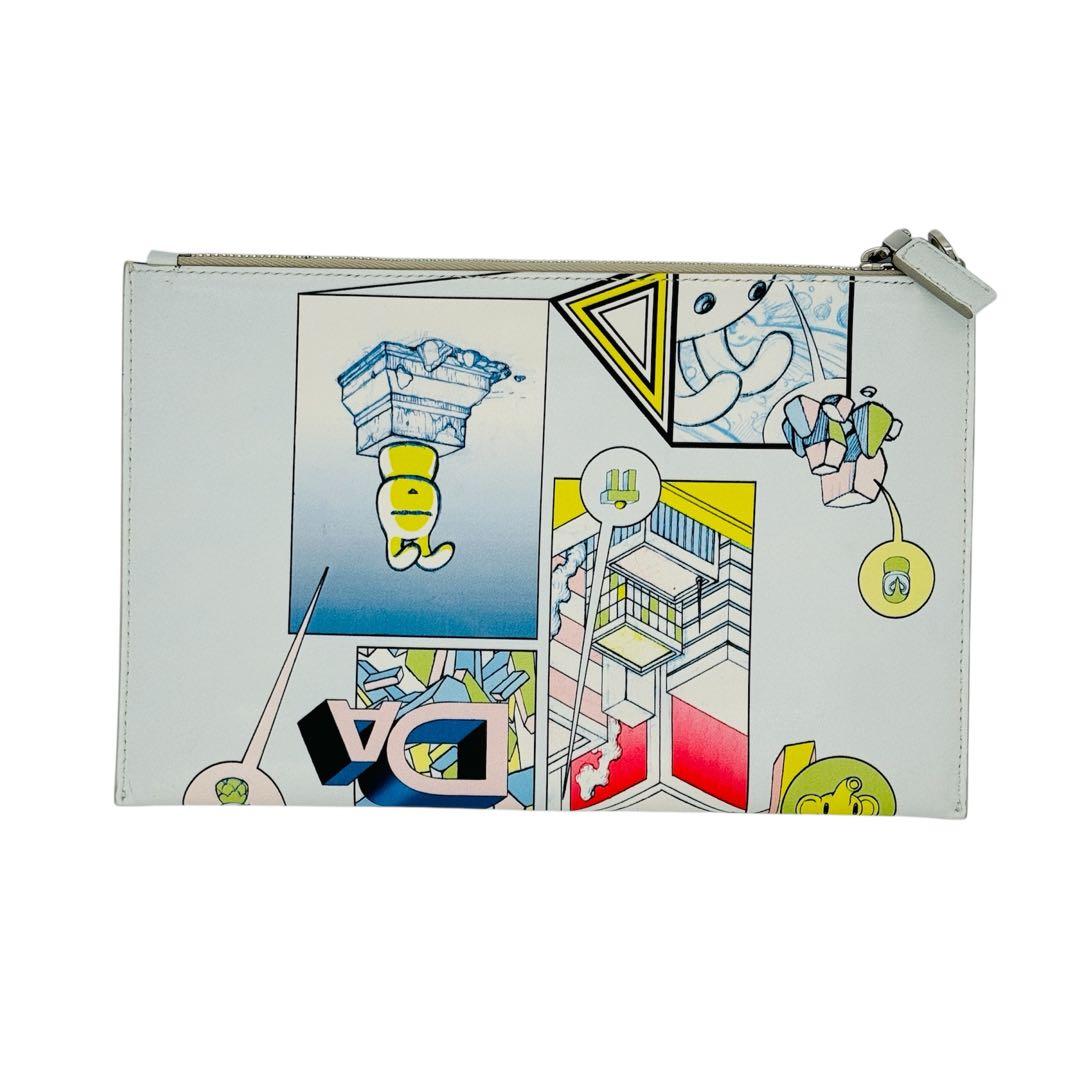 【レア】プラダ マルチカラー レザー 三角プレート クラッチバッグ