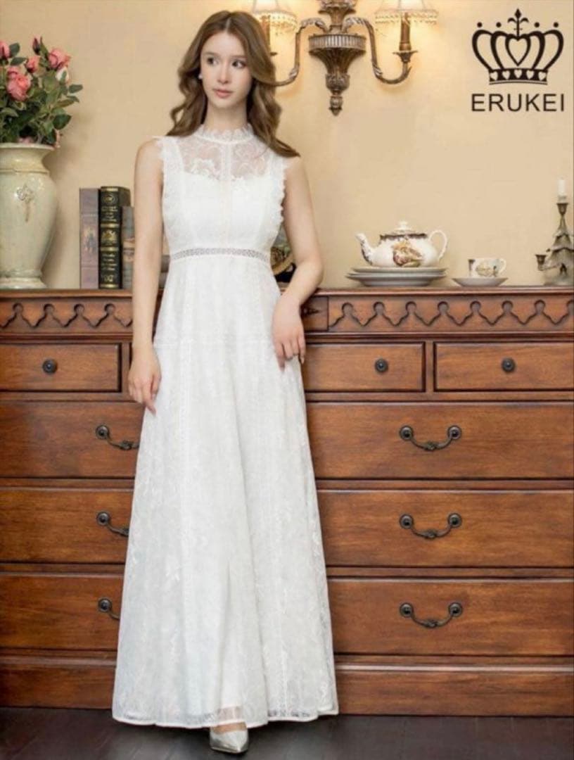 ERUKEI ホワイト マキシドレス