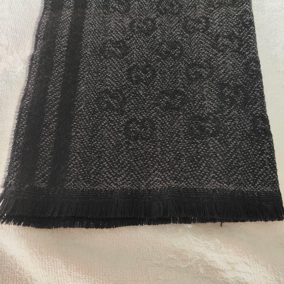 美品✨GUCCI グッチ マフラー GG柄 ブラック ウール 男女兼用