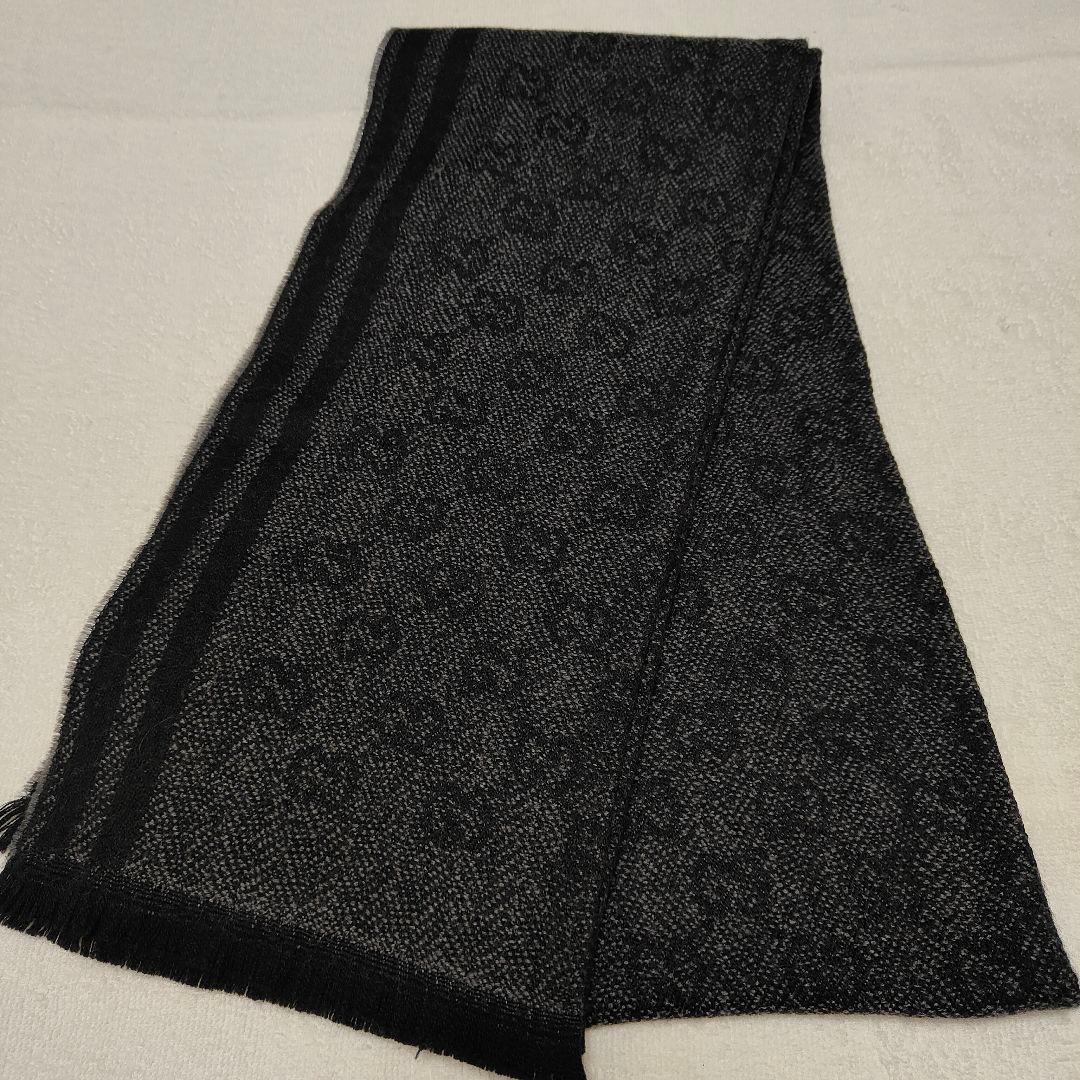 美品✨GUCCI グッチ マフラー GG柄 ブラック ウール 男女兼用
