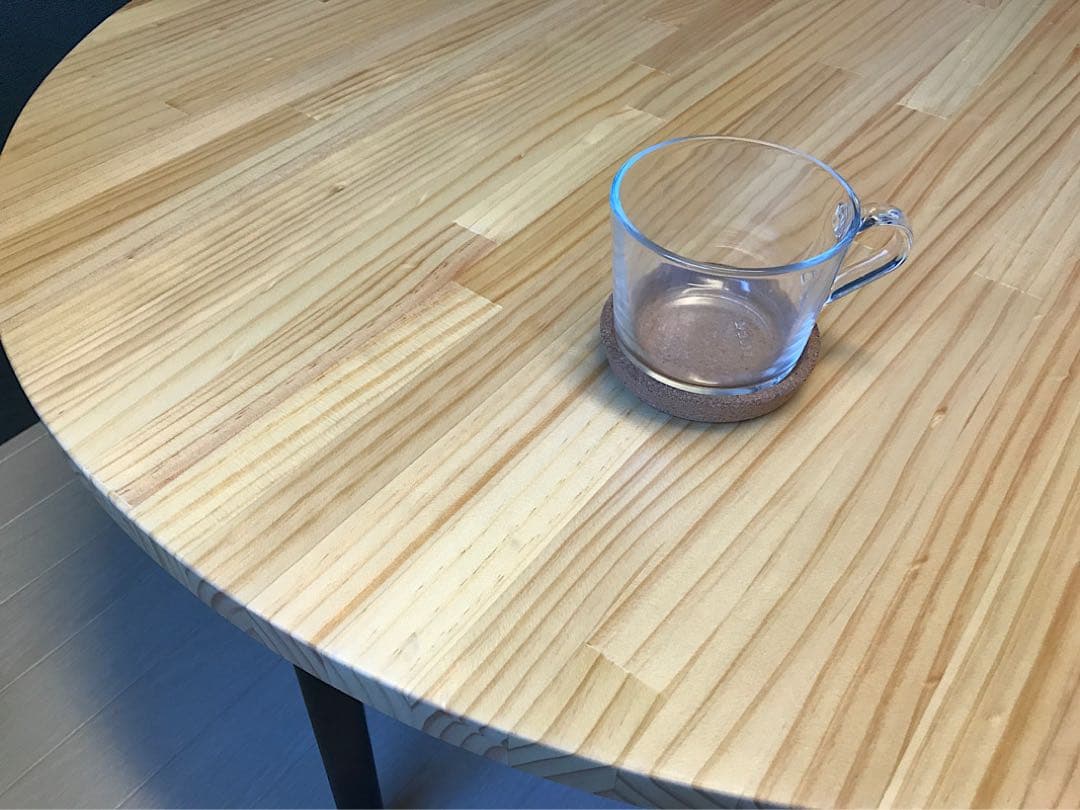 【オーダー】 ローテーブル 丸形 105cm 杉 焦茶 折りたたみ脚