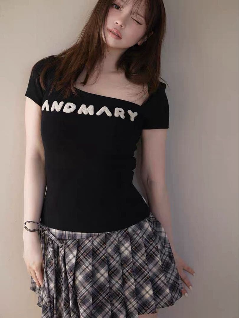 Jade highwaist mini skirt check 新品　S