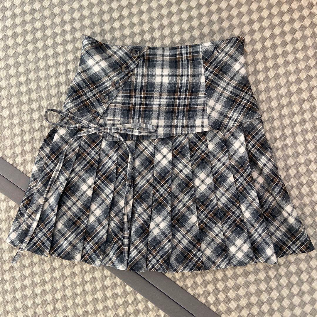 Jade highwaist mini skirt check 新品　S
