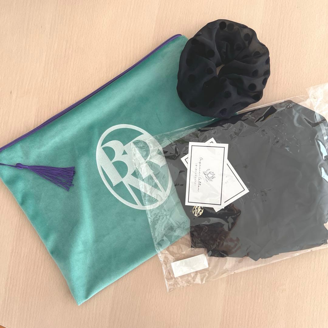 【試着のみ】BAREN スカーフハット DotChiffon-Black ポーチ