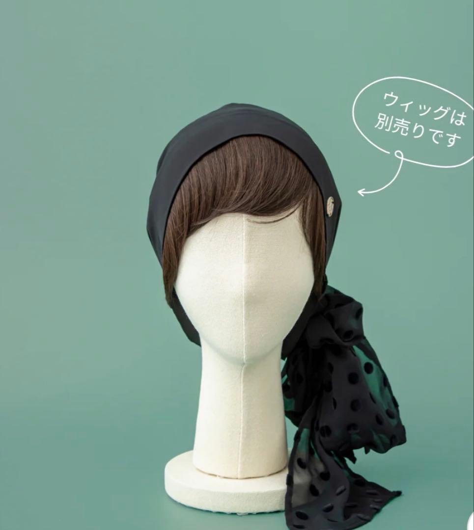 【試着のみ】BAREN スカーフハット DotChiffon-Black ポーチ