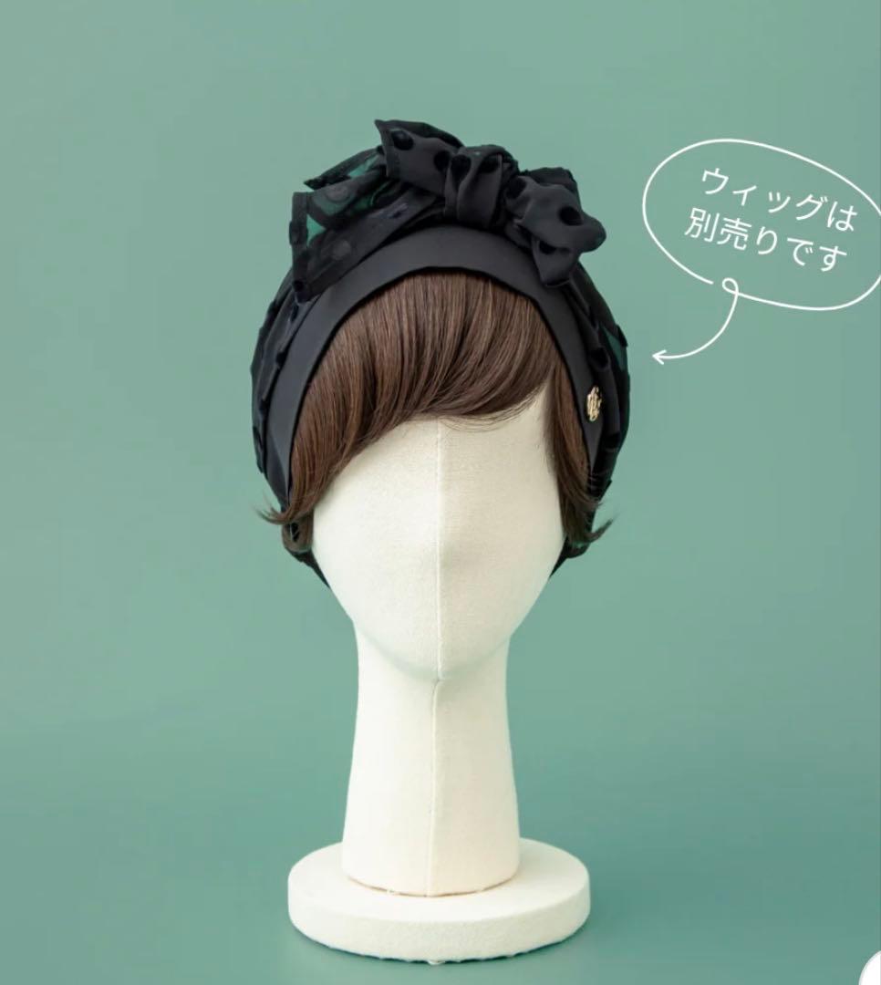 【試着のみ】BAREN スカーフハット DotChiffon-Black ポーチ